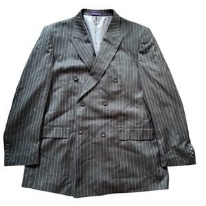 Vinci Gray brown Italian Pinstripe Double-Breasted Blazer